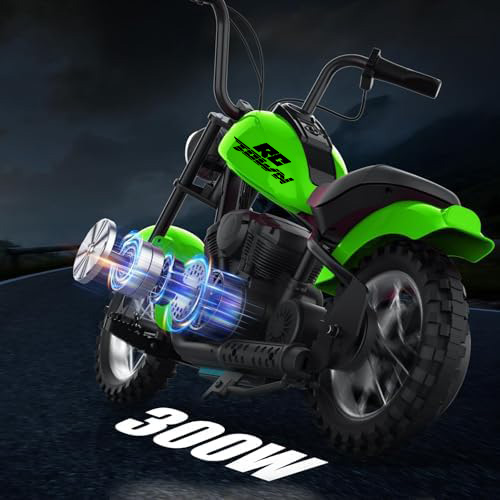 RCTOWN 24V Electric Dirt Bike, 250W Electric Motorcycle w/LED Light, Leather Seat- Two Speed Max Up to 14MPH & 60 Minutes Continuous Motorbike for Kids 5-8