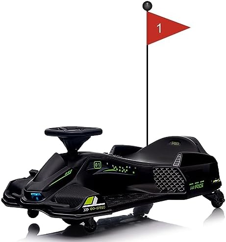 RCTOWN 24V Kids Ride on Drift Car for Kids, Electric Drifting Go-Kart Up to 7.5 mph Variable Speed, Built-in Music,Colorful LED Light,USB,Low-Power Alarm,Red