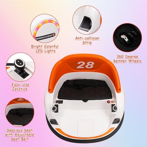 RCTOWN 12V Ride On Bumper Car for Kids Ride on Toy Gifts Toddlers Electric Bumping Car with Remote Control, Battery Display, 360 Degree Spin, LED Lights, Music, Pink