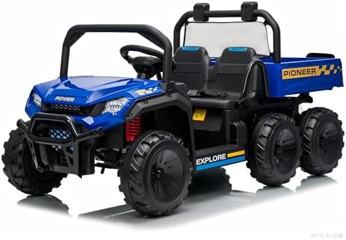 RCTOWN 24V Ride on Toys, 2 Seater Dump Truck Car for Kids 4-8, 4WD Electric Tractor with Remote Control, Dump Bed, 3 Speed Modes, Music Player
