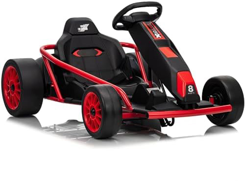 RCTOWN 24V Go Kart for Kids 8-12 Years, 300W*2 Extra Powerful Motors, 9Ah Battery 8.1MPH High Speed Drifting with Power Display,Music, Horn, Max Load 155Lbs Outdoor Ride On Toy for Teens, New-Version Blue