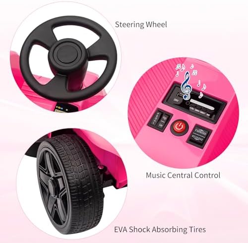 RCTOWN 24V Electric Ride-On Toy for 2 Seaters With Remote Control,120W*2 Motors,200 LBS Capacity,Dual Driver Modes Battery Powered Riding Vehicle,Music,USB,Storage Space for Kids Children Toy,Pink