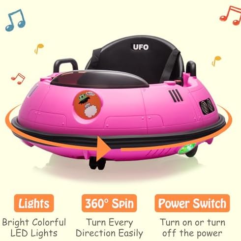 RCTOWN 12V Electric Ride on Bumper Car for Toddlers, Kids Bumper Car with Remote Control, 360 Degree Spin, LED Lights, Dual Joysticks, Safety Belt for 18+ Months Kids, White