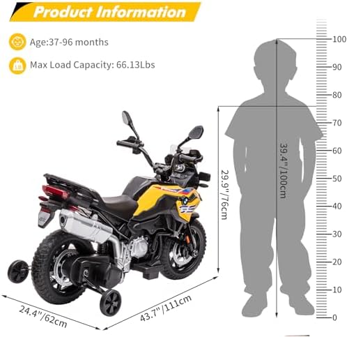 RCTOWN 12V 7AH Ride On Motorcycle, Licensed BMW Kids Motorcycle, High/Low Speed, EVA Tire, LED Headlights, Spring Suspension, Music,Ride On Car for Boys and Girls