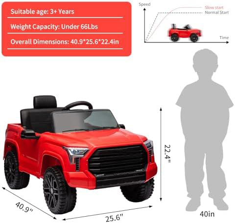 RCTOWN 12V Ride on Car for Kids, Licensed Toyota Ride on Truck, Battery Powered Electric Car with Music, LED Lights, Suspension System, Double Doors, Safety Belt, Ride On Toys for Kids