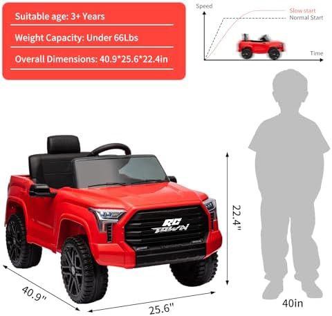 RCTOWN 12V Ride on Car for Kids, Licensed Toyota Ride on Truck, Battery Powered Electric Car with Music, LED Lights, Suspension System, Double Doors, Safety Belt, Ride On Toys for Kids