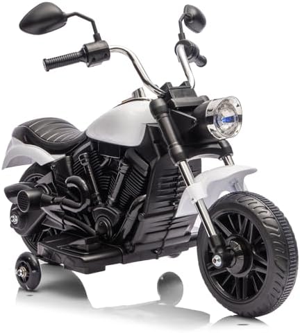 RCTOWN 12V Electric Motorcycle for Kids, 3-Wheel Ride On Toy w/Detachable Training Wheels, Soft Start, Reverse, Headlight, Horn & Music, Battery Powered Kids Motorcycle for Toddler Boy Girl Ages 3-5, Blue