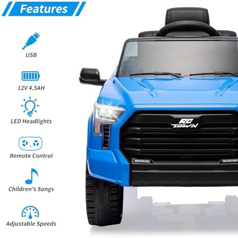 RCTOWN Electric Car for Kids, Licensed Toyota Tundra 12V Ride On Truck Car, Off-Road Kids Pickup Car w/Remote, Spring Suspension & 3 Speeds, LED Headlights, Ride-On Toys for Boys/Girls
