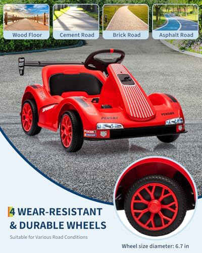 RCTOWN 6v Electric Racer Go Kart for Kids - 2.4g Remote Control & Pedal Operation | 2MPH Max Speed w/Safety Belt, Music & USB | ASTM Certified Ride-on Toy