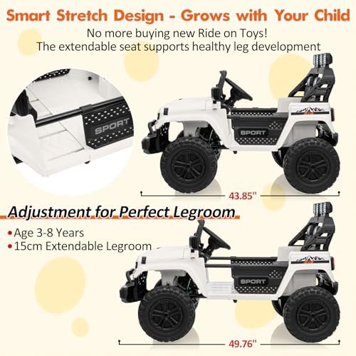 RCTOWN 24V Power Wheel 2 Seater Kids Ride On Car,Parent Remote Control,4WD 800W Motor,3 Adjustable Speeds for Ages 3+,Built-in Music Player,Kids Electric Ride On Toys with Easy Assembly, Black