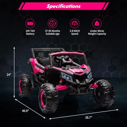 RCTOWN 24V Ride On Car for Kids w/Remote Control, Battery Powered Off-Road UTV, 400W Motors,19" Spacious Seat, 4 Shock Absorbers, 4.5 Mph Max Speed, Music, LED Lights, Electric Car for Big Kids, Blue