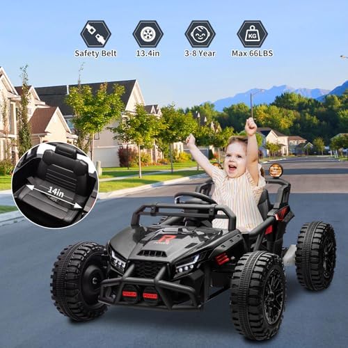 RCTOWN 24V Electric UTV,Ride On Toys for Big Kids,2x130W Powerful Electric Car with Remote Control 4 Shock Absorbers LED Lights,Music for Boys and Girls,Pink