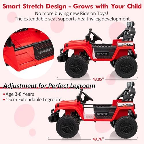 RCTOWN 24V Power Wheel 2 Seater Kids Ride On Car,Parent Remote Control,4WD 800W Motor,3 Adjustable Speeds for Ages 3+,Built-in Music Player,Kids Electric Ride On Toys with Easy Assembly, Black
