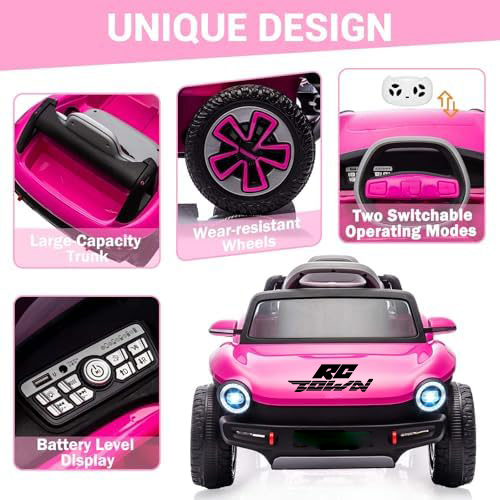 RCTOWN 12V Kids Ride On Car Licensed Volkswagen Beetle Electric Ride On Toy for Toddlers 4 Wheeler Vehicle with Parental Remote, Battery Level Display, LED Lights, USB, Horn, Music, Red