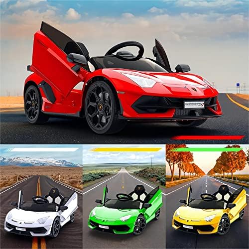 RCTOWN Ride on Car for Kids 12V Licensed Lamborghini Electric Vehicles Battery Powered Sports Car with Control, 2 Speeds, Sound System, LED Headlights and Hydraulic Doors