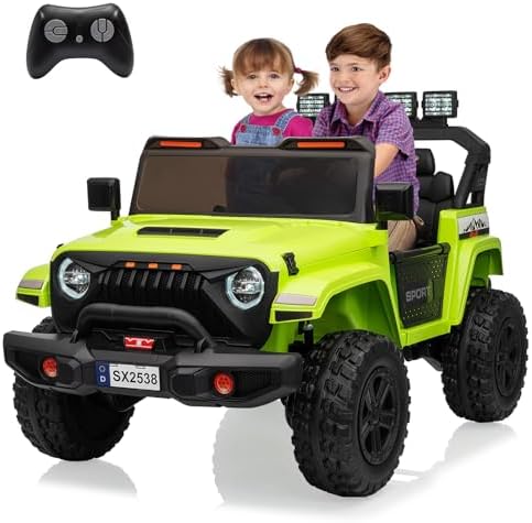 RCTOWN 24V Power Wheel 2 Seater Kids Ride On Car,Parent Remote Control,4WD 800W Motor,3 Adjustable Speeds for Ages 3+,Built-in Music Player,Kids Electric Ride On Toys with Easy Assembly, Black