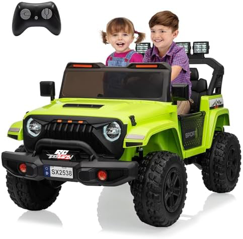 RCTOWN 24V Power Wheel 2 Seater Kids Ride On Car,Parent Remote Control,4WD 800W Motor,3 Adjustable Speeds for Ages 3+,Built-in Music Player,Kids Electric Ride On Toys with Easy Assembly, Black