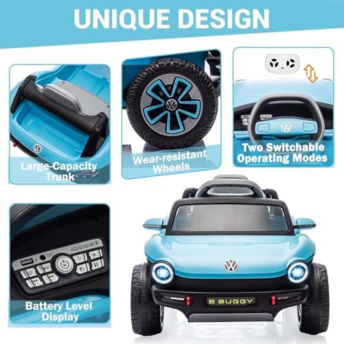 RCTOWN 12V Kids Ride On Car Licensed Volkswagen Beetle Electric Ride On Toy for Toddlers 4 Wheeler Vehicle with Parental Remote, Battery Level Display, LED Lights, USB, Horn, Music, Red