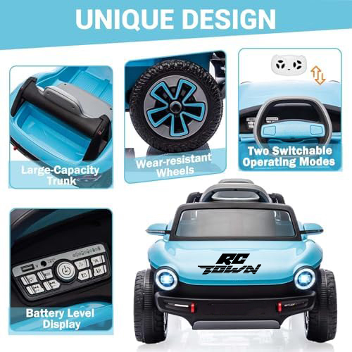 RCTOWN 12V Kids Ride On Car Licensed Volkswagen Beetle Electric Ride On Toy for Toddlers 4 Wheeler Vehicle with Parental Remote, Battery Level Display, LED Lights, USB, Horn, Music, Red