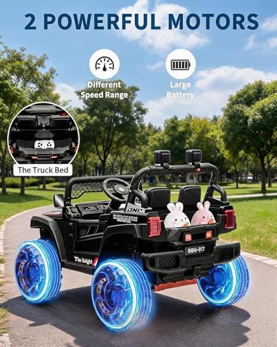 RCTOWN 12V Kids Ride On Car, 2 Seater Electric Toy Car for Toddlers and Children, Ride On Toys with Parent Remote Control, Battery-Powered w/Music & LED Lights