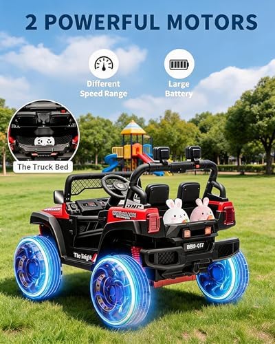 RCTOWN 12V Kids Ride On Car, 2 Seater Electric Toy Car for Toddlers and Children, Ride On Toys with Parent Remote Control, Battery-Powered w/Music & LED Lights