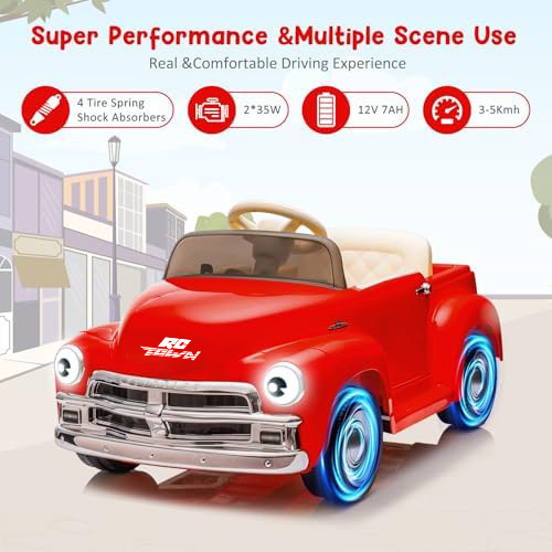 RCTOWN Kids Electric Cars to Drive with Parent Remote, Mp3, Licensed Chevrolet 12V Ride on Car for Kids with LCD Show, Led Lights, Battery Powered 4-Wheels Ride on Electric Vehicle Toy with Seat Belt
