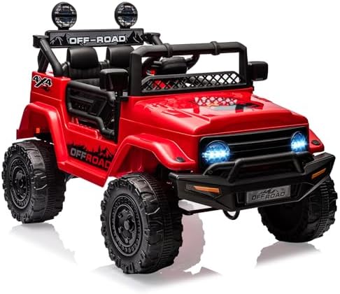 RCTOWN 12V Electric Ride-On Truck for Kids - Remote Control Car with Spring Suspension, LED Lights, Music & 3 Speeds | Battery-Powered Ride Toy (Ages 3+)