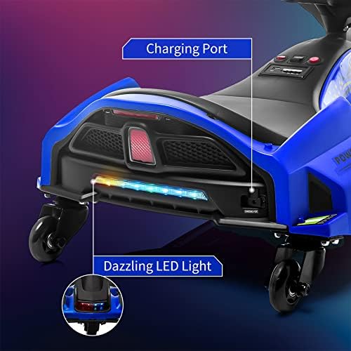 RCTOWN 24V Kids Ride on Drift Car for Kids, Electric Drifting Go-Kart Up to 7.5 mph Variable Speed, Built-in Music,Colorful LED Light,USB,Low-Power Alarm,Red