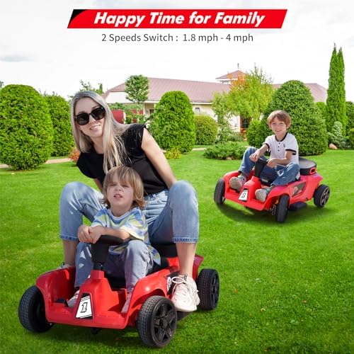 RCTOWN 24V Electric Ride-On Toy for 2 Seaters With Remote Control,120W*2 Motors,200 LBS Capacity,Dual Driver Modes Battery Powered Riding Vehicle,Music, USB,Storage Space for Kids Children Toy,Red