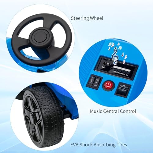 RCTOWN 2 Seaters 4-Wheelers Electric Ride On Toy for Kids, 24V 120W*2 Powerful Motors Max Load 200 Lbs, Two Driver Modes + Remote Control Modes for Toddlers Child with Music, USB, Storage Box, Blue