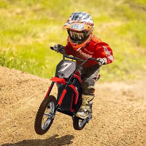 RCTOWN 24V 350W Electric Dirt Bike for Kids C 3-Speed Modes, 14.29MPH Max Speed, ASTM-Certified Safe Motorcycle with Shockproof Suspension, Best Gift for Boys & Girls
