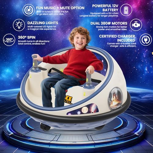 RCTOWN Electric Bumper Car with Remote Control, 360 Spinning Ride-on Vehicle, Rechargeable Indoor Outdoor Kid Car with LED Lights & Soft Bumper C Fun Gift (Pink)