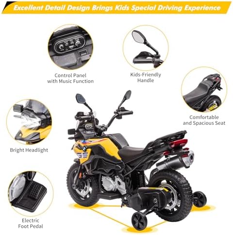 RCTOWN 12V 7AH Ride On Motorcycle, Licensed BMW Kids Motorcycle, High/Low Speed, EVA Tire, LED Headlights, Spring Suspension, Music,Ride On Car for Boys and Girls
