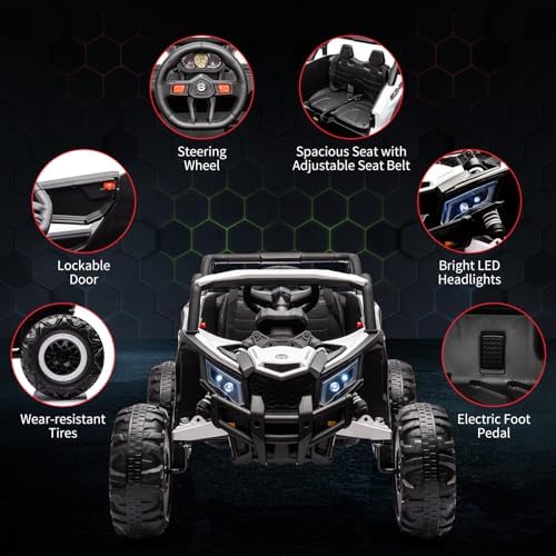 RCTOWN 24V Ride On Car for Kids w/Remote Control, Battery Powered Off-Road UTV, 400W Motors,19" Spacious Seat, 4 Shock Absorbers, 4.5 Mph Max Speed, Music, LED Lights, Electric Car for Big Kids, Blue