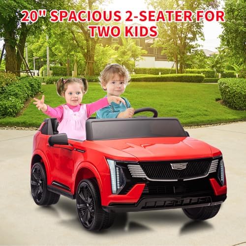 RCTOWN 24V Kids Ride On Car Licensed Cadillac 2 Seater Ride On Truck Toy Battery Powered Electric Car for Toddlers, with Remote Control, Spring Suspension, Led Lights and Music for Boys Girls (Black)