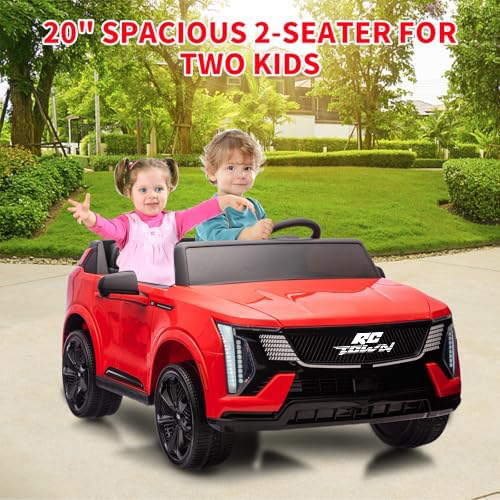 RCTOWN 24V Kids Ride On Car Licensed Cadillac 2 Seater Ride On Truck Toy Battery Powered Electric Car for Toddlers, with Remote Control, Spring Suspension, Led Lights and Music for Boys Girls (Black)