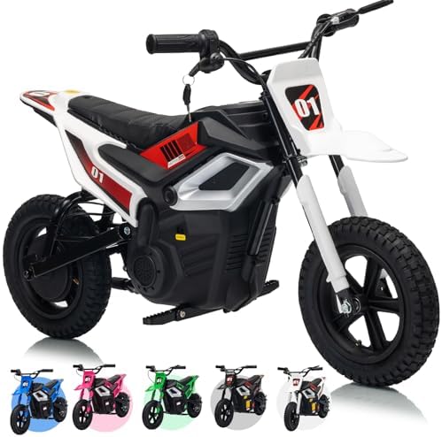 RCTOWN 24V Electric Dirt Bike for Kids, 350w Electric Motorcycle for Kids - Up to 13.67Mile/h Long-Range, Ride on Motorcycle with Rear Wheel Suspension, 12 Miles Range, Twist Grip Throttle, Rubber Tire