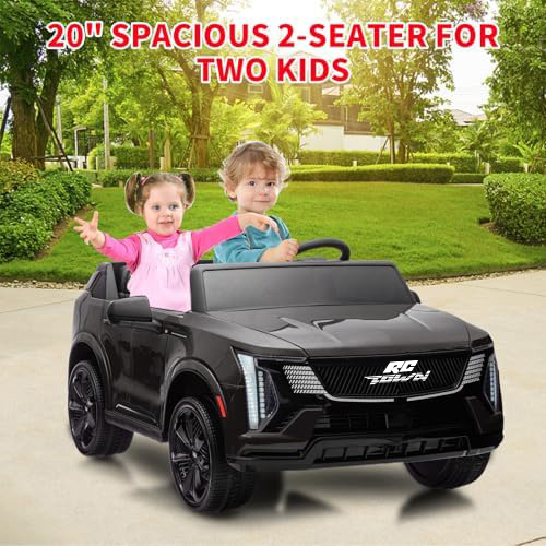 RCTOWN 24V Kids Ride On Car Licensed Cadillac 2 Seater Ride On Truck Toy Battery Powered Electric Car for Toddlers, with Remote Control, Spring Suspension, Led Lights and Music for Boys Girls (Black)