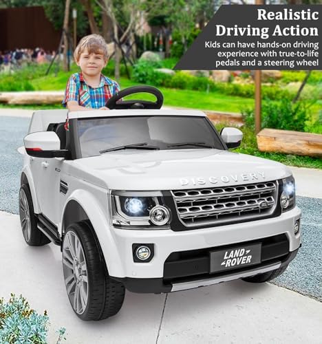 RCTOWN Licensed Land Rover Ride on Car, 12V 4.5 MPH Ride on Toys for Toddler 3-8, Kids Electric Car with Parent Remote Control, Music Player, MP3, LED Lights, White