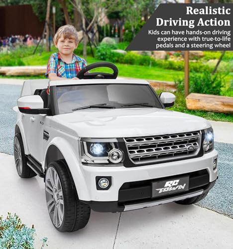 RCTOWN Licensed Land Rover Ride on Car, 12V 4.5 MPH Ride on Toys for Toddler 3-8, Kids Electric Car with Parent Remote Control, Music Player, MP3, LED Lights, White