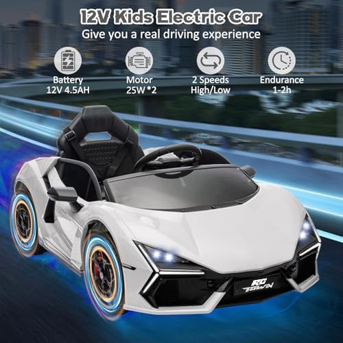 RCTOWN 12V Kids Ride On Car, Licensed Lamborghini Revuelto Electric Car for Kids Over 37 Months, Battery Powered Sports Car Toy with Remote Control, Bluetooth, Headlight, Music, Purple
