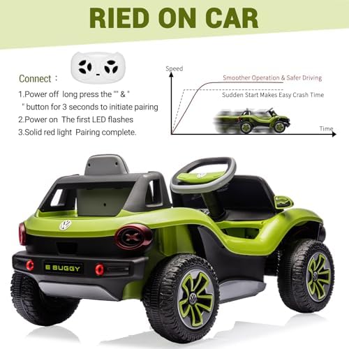 RCTOWN 12V Kids Ride On Car Licensed Volkswagen Beetle Electric Ride On Toy for Toddlers 4 Wheeler Vehicle with Parental Remote, Battery Level Display, LED Lights, USB, Horn, Music, Red