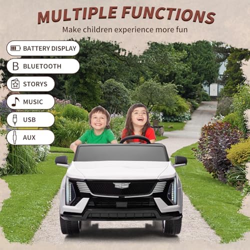 RCTOWN 24V Ride On Car, Licensed Cadillac Battery Powered Electric Vehicle w/Remote Control, 2 Seater, 4-Wheel Shock Absorbers, Smooth Start, Music, LED Lights for Boys Girls