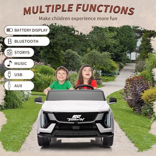 RCTOWN 24V Ride On Car, Licensed Cadillac Battery Powered Electric Vehicle w/Remote Control, 2 Seater, 4-Wheel Shock Absorbers, Smooth Start, Music, LED Lights for Boys Girls