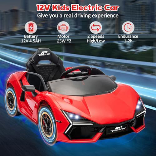 RCTOWN 12V Kids Ride On Car, Licensed Lamborghini Revuelto Electric Car for Kids Over 37 Months, Battery Powered Sports Car Toy with Remote Control, Bluetooth, Headlight, Music, Purple