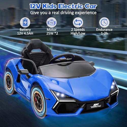 RCTOWN 12V Kids Ride On Car, Licensed Lamborghini Revuelto Electric Car for Kids Over 37 Months, Battery Powered Sports Car Toy with Remote Control, Bluetooth, Headlight, Music, Purple