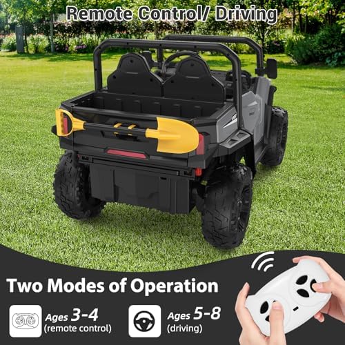 RCTOWN 24V Ride on Dump Truck with Remote Control, Electric Dump Bed & Extra Shovel, Ride on Tractors Car with Music Player, Key Start, Gift for Kids