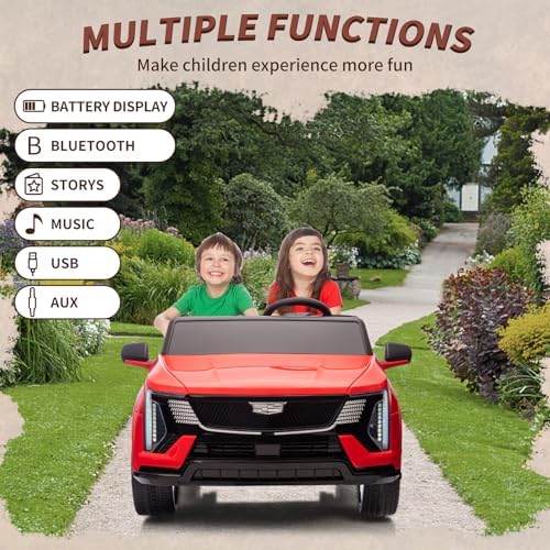 RCTOWN 24V Ride On Car, Licensed Cadillac Battery Powered Electric Vehicle w/Remote Control, 2 Seater, 4-Wheel Shock Absorbers, Smooth Start, Music, LED Lights for Boys Girls