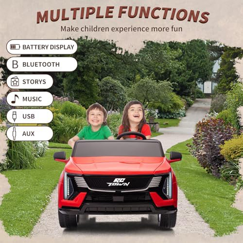 RCTOWN 24V Ride On Car, Licensed Cadillac Battery Powered Electric Vehicle w/Remote Control, 2 Seater, 4-Wheel Shock Absorbers, Smooth Start, Music, LED Lights for Boys Girls