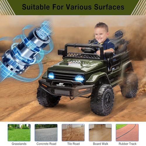 RCTOWN 12V Electric Ride-On Truck for Kids - Remote Control Car with Spring Suspension, LED Lights, Music & 3 Speeds | Battery-Powered Ride Toy (Ages 3+)